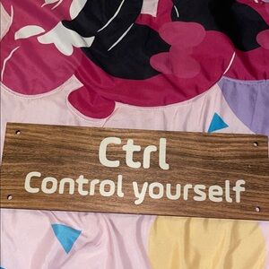 Wooden Sign with 'Ctrl Control Yourself' Text